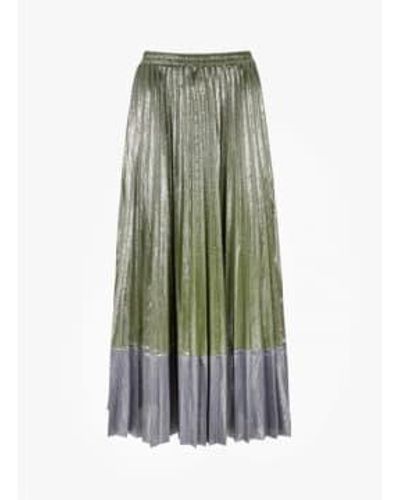 An'ge Plisse Skirt In And Silver - Verde