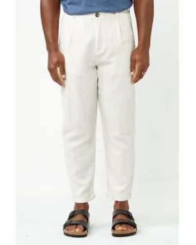 SELECTED Oatmeal Crop Ron Sun Pleat Trousers - White