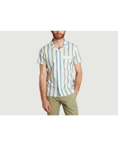 JAGVI RIVE GAUCHE Striped Cotton Shirt S - Blue