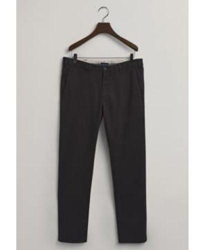 GANT Dark Graphite Hallden Slim Fit Comfort Super Chinos Pants 30/32 - Black
