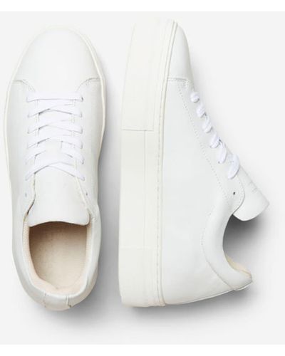 SELECTED Hailey White Leather Trainers