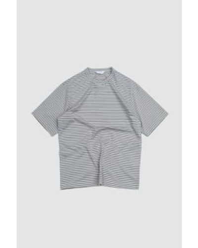 Still By Hand Striped T-shirt Beige/white 2 - Grey
