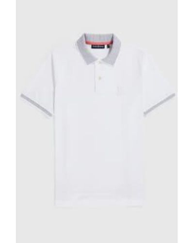 Psycho Bunny Damon pique polo -hemd mit kontrastverkleidung in weißer b6k928y1pc