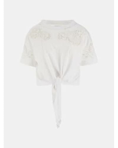 Guess Ajour Lace Detail Tee Or Pure - Bianco