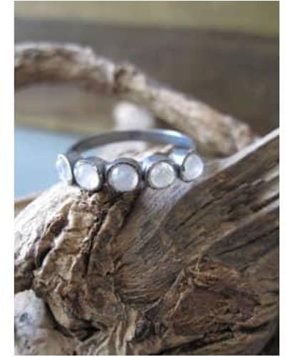 silver jewellery 925 5 moonstone ring - Multicolor