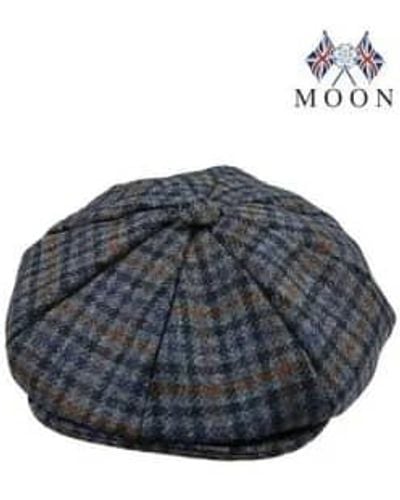 Dents Airforce Dogtooth Check Abraham Moon 8-piece Tweed Cap Xl - Blue