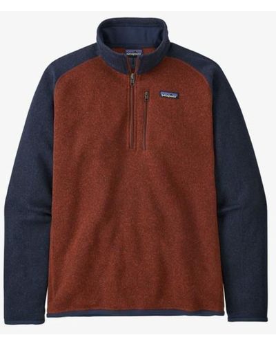 Patagonia Jersey Better Jumper 1/4 Zip Barn Red W New Navy
