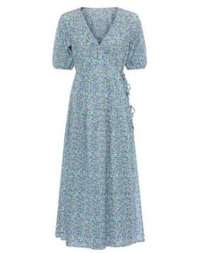 Great Plains Zinnia Cotton Wrap Midi Dress 10 - Blue