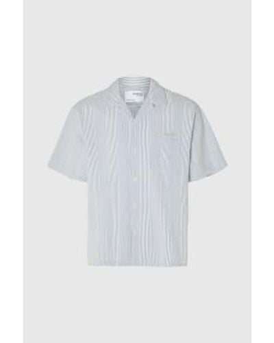 SELECTED Navy Blazer Boxy Kyle Seersucker Shirt / L - White