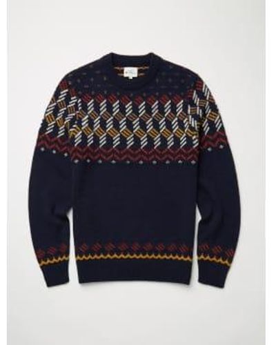 Ben Sherman Yoke fairisle crewneck knit suéter - Azul