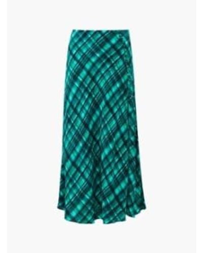 French Connection Dani Check Delphine Skirt Jelly Bean Forest 73Wag - Verde