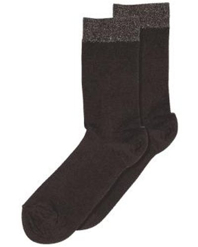 mpDenmark Silk Ankle Socks Dark Brown - Nero