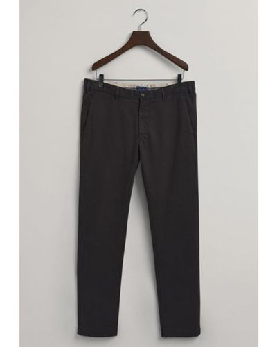 GANT Dark Graphite Hallden Slim Fit Comfort Super Chinos Trousers - Black