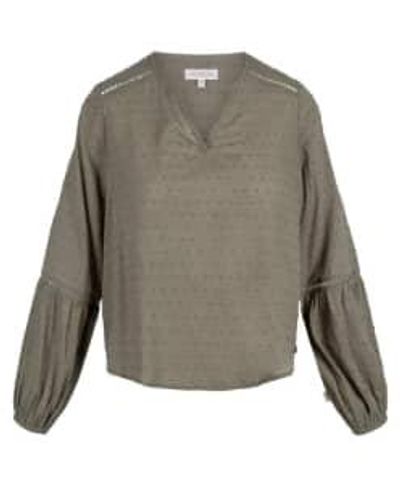Zusss Wide Top With Embroidered Details, Green Large - Gray