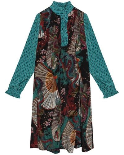 Cashmere Fashion Soul Kathrine Viskose-seide Kleid Lynn Dress - Blau