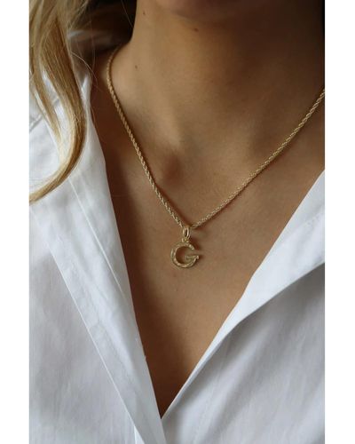 Tutti & Co Gold Initial G Rope Chain Necklace - Brown