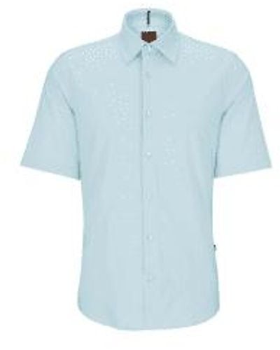 BOSS Open Rash Plain Short Sleeve Shirt Xxl - Blue