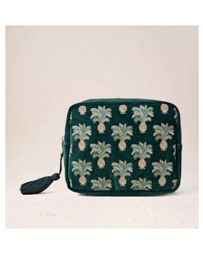 Elizabeth Scarlett Pineapples Wash Bag Emerald / Os - Green