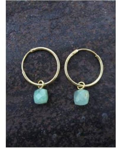 silver jewellery Small Chrysophrase Hoop Earrings 1.5cm - Blue