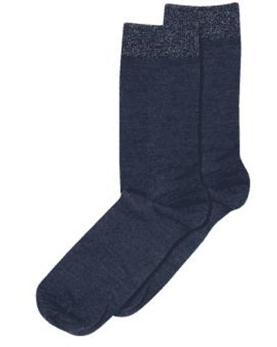 mpDenmark Silk Ankle Socks Deep Navy - Blu