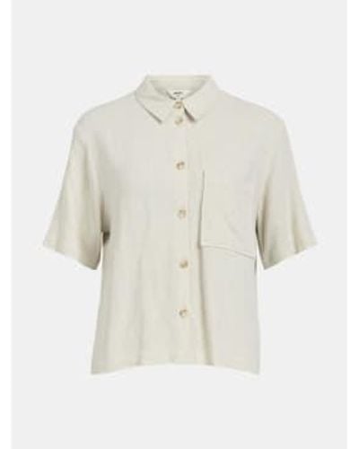 Object Sanne Short Sleeved Shirt Sandshell - Bianco