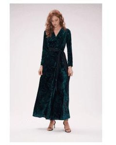 Diane von Furstenberg Jareth Moire Tiger Velour Wrap Dress Col: 12 - Blue