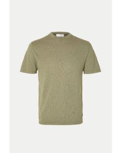SELECTED Vetiver berg -leinen -strick -t -shirt - Grün