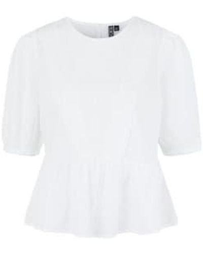 Pieces Vella Short Sleeved Top - Bianco