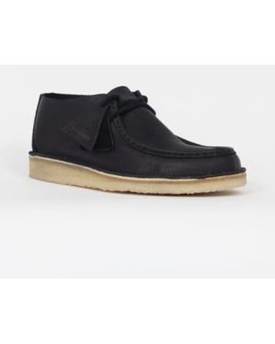 Clarks Desert nomad lederschuhe in schwarz - Blau