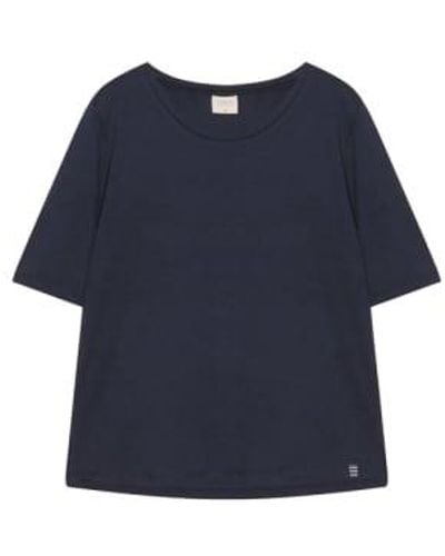 Cashmere Fashion The Shirt Project Organic Botton Modal Mix Shirt Round Neckline Halbarm - Blue