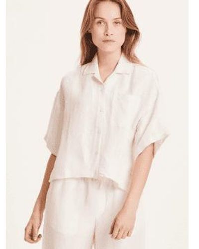 Knowledge Cotton 900028 Juniper Loge Link Mix Resort Ss Shirt Buttercream - Blanc