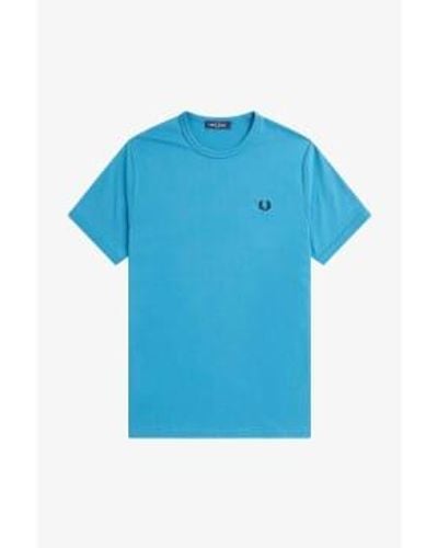 Fred Perry M3519 Ringer T-shirt Runaway Ocean Small - Blue