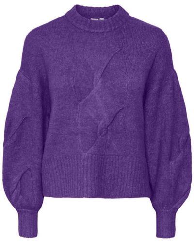 Y.A.S Yas Or Lexu Ls Knit Pullover Royal Purple - Viola