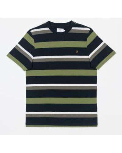 Farah T-shirt casper stripe en marine, blanc et vert