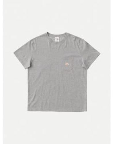 Nudie Jeans Leffe Pocket T-shirt Melange M - Grey