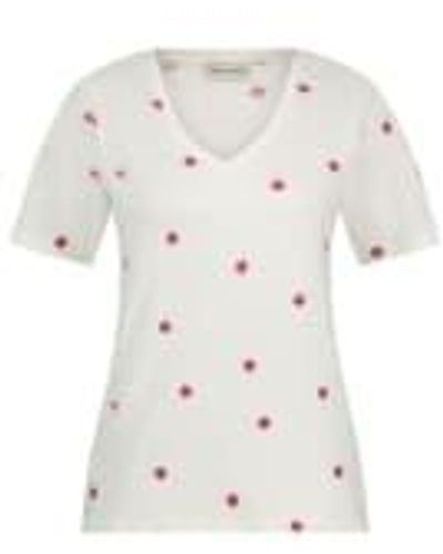 FABIENNE CHAPOT Camiseta phil v cuello estampado en flores rosa - Blanco