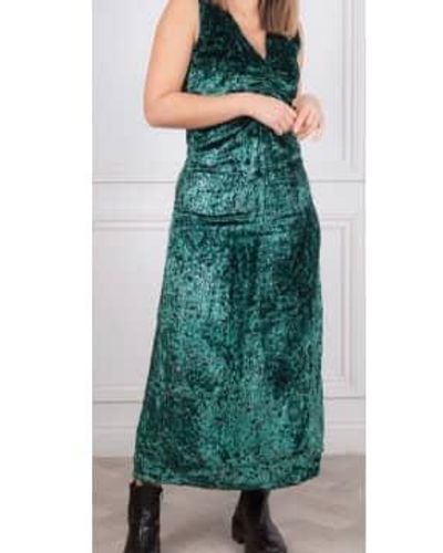 MASSCOB Velvet Ruched Maxi Dress - Green