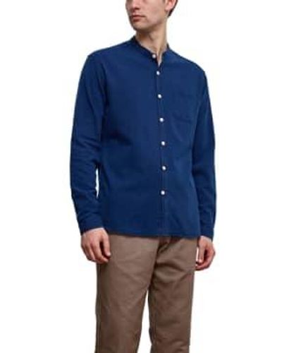 Oliver Spencer Grandad shirt kildale rinse - Bleu
