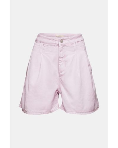Esprit Pantalones cortos con pliegues cintura en lila - Rosa