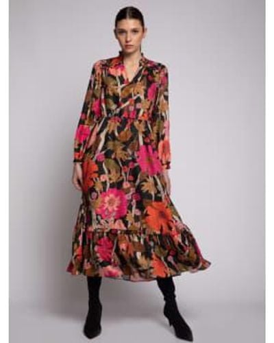 Vilagallo Theresa Dress Floral Camel Print - Rosso