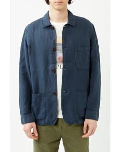 Portuguese Flannel Linen Labura Jacket - Blu