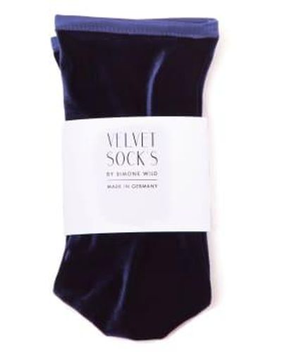 Simone Wild Velvet Ankle Sock - Blu