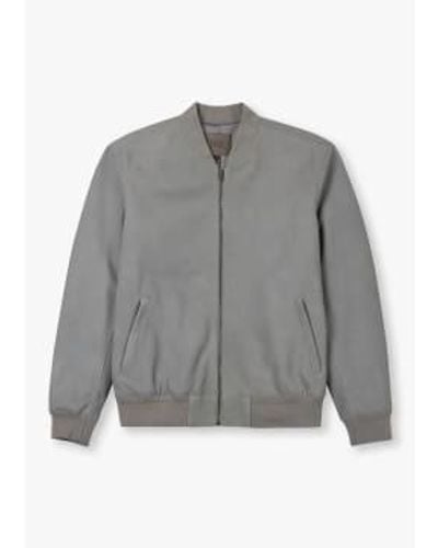 PAIGE Mens Corvin Suede Bomber Jacket In Spring Showers - Grigio