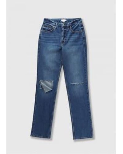 GOOD AMERICAN S 90's Crop Icon Jean With Knee Rips - Blue