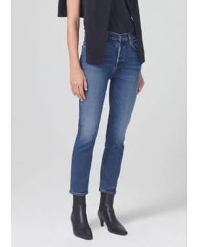 Citizens of Humanity Delphine Charlotte High Rise Straight Jeans 25 - Blue