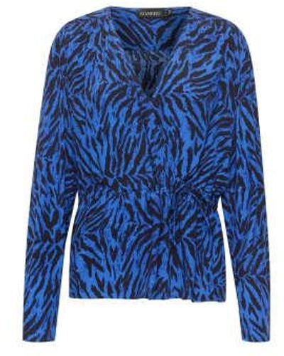 Soaked In Luxury Slina Wrap Blouse Ls Or Beaucoup Animal - Blu