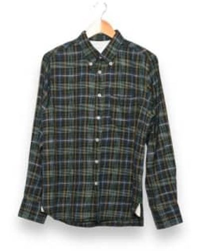 Universal Works Daybrook Shirt 29151 Ikat Twill Check S - Green