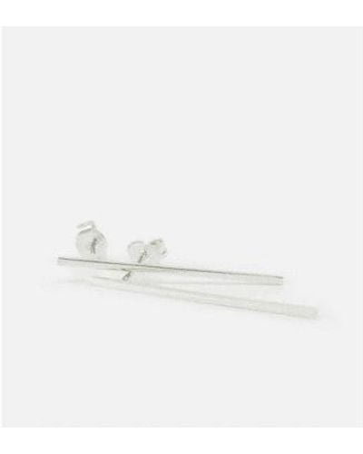 Studio MHL Boucles d'oreilles en argent à rayures - Blanc