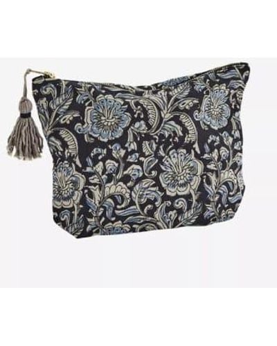 Madam Stoltz 27 X 19cm Printed Washbag With Tassel /blue/grey - Black