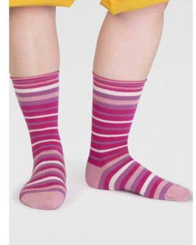 Thought Raspberry Spw835 Lucia Bamboo Stripe Socks One Size / - Pink